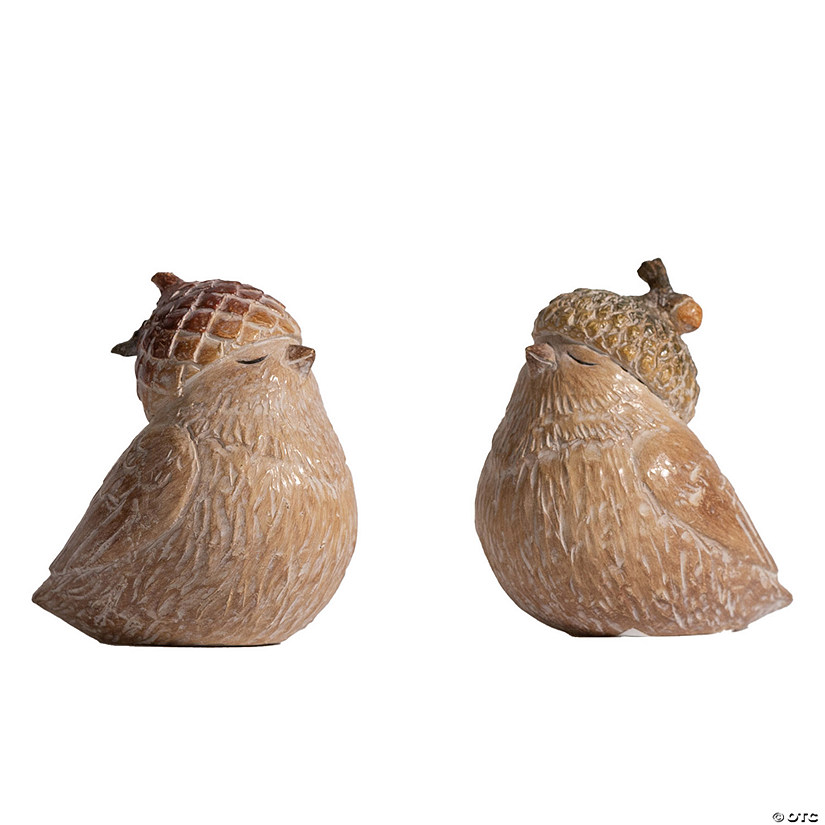 Bird With Acorn Hat Figurine (Set Of 6) 3"H Resin Image