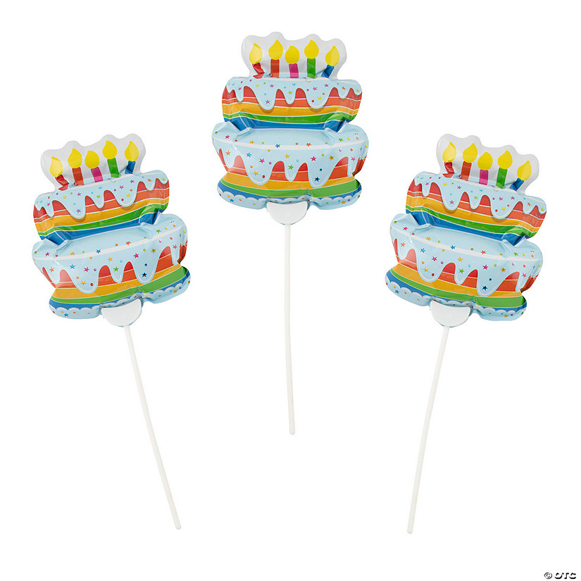 Birthday Cake Self-Inflating 4 3/4" Mylar Balloons &#8211; 6 Pc. Image