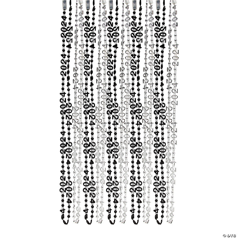 Black & Silver 2024 Beaded Necklaces - 24 Pcs.  Image