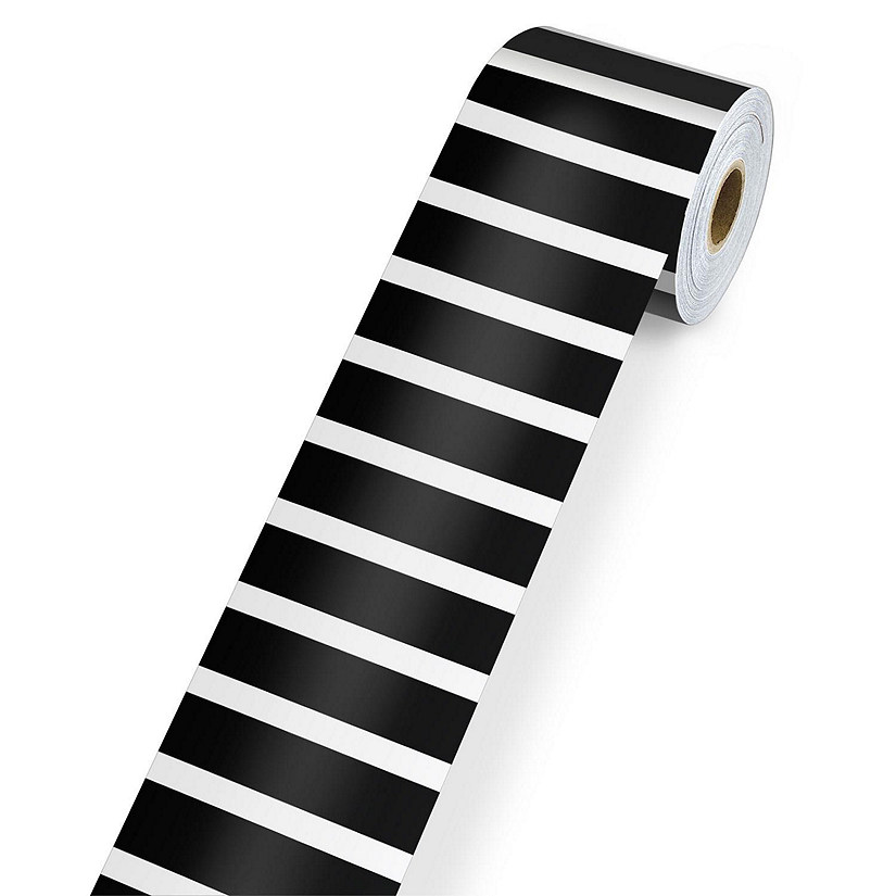 Black and White Vertical Stripes Rolled Straight Bulletin Board Borders Image