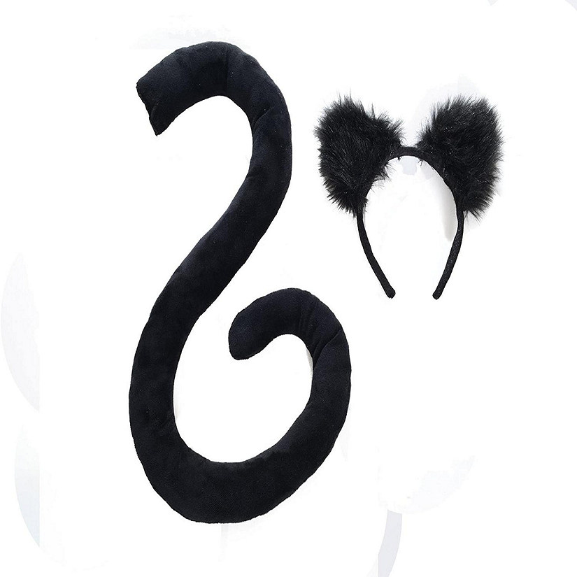 Black Cat Tail & Ears Adult Costume Set Image