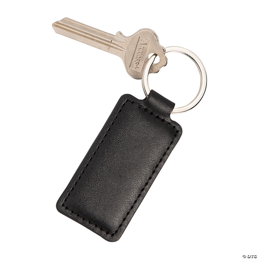 Black Faux Leather Keychains - 12 Pc. Image