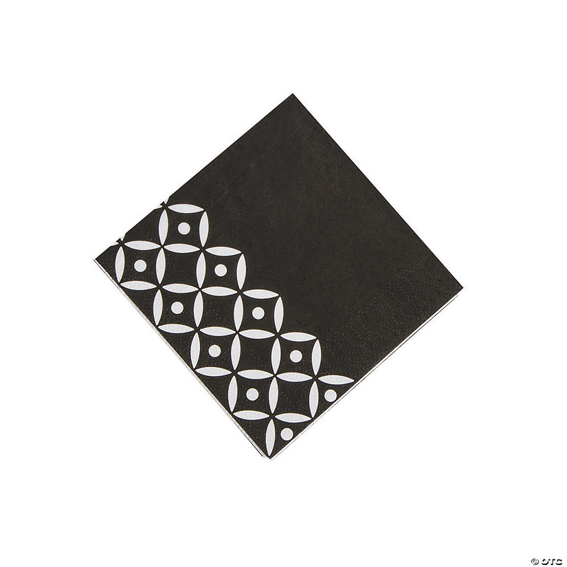 Black Geometric Beverage Paper Napkins Image