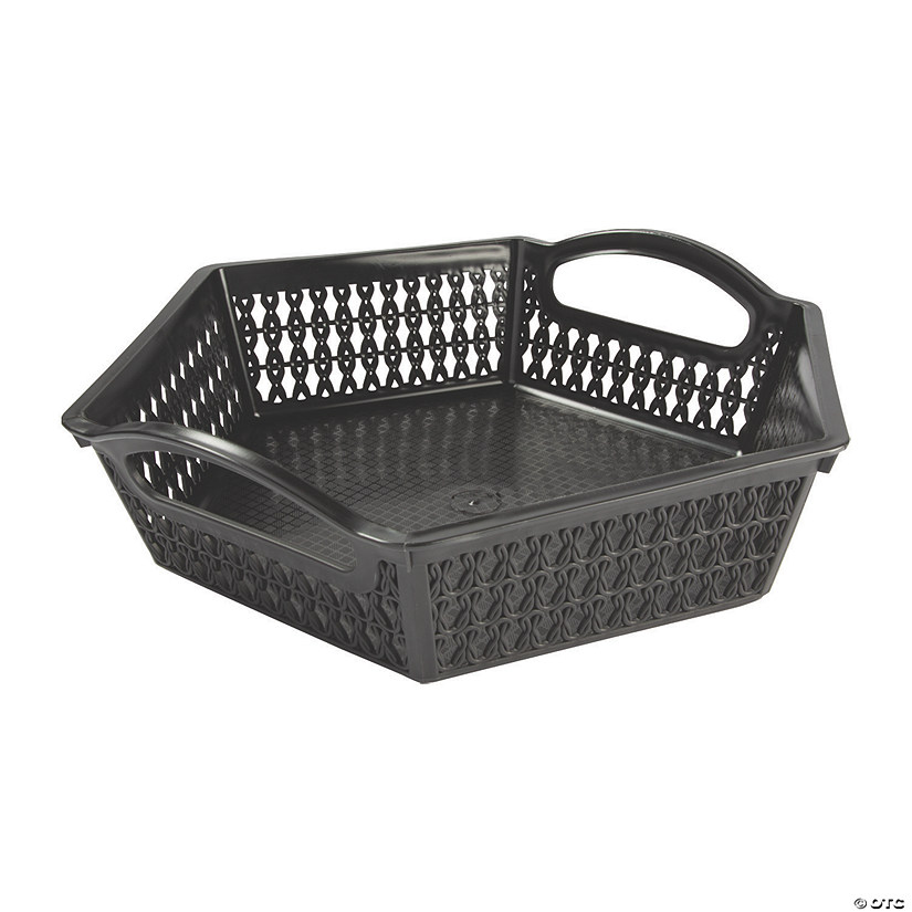 Black Hexagon Woven Storage Baskets with Handles - 6 Pc. Image