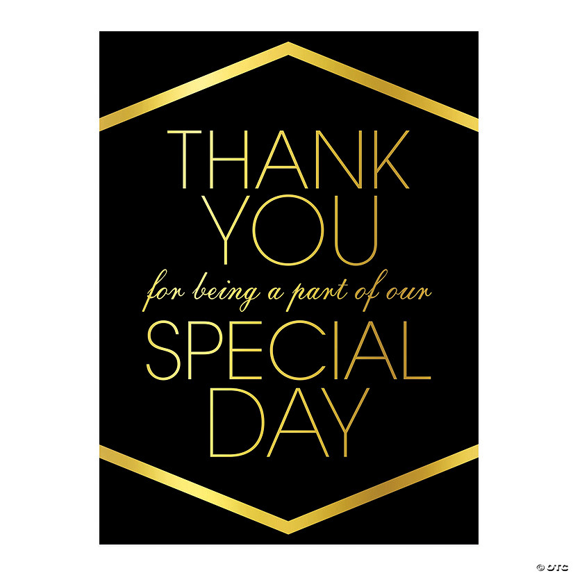 Black with Gold Foil Thank You Cardboard Sign Image