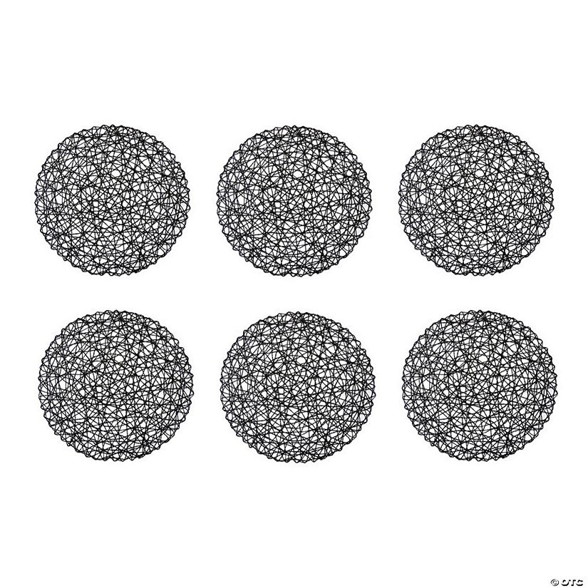 Black Woven Paper Round Placemat (Set Of 6) Image