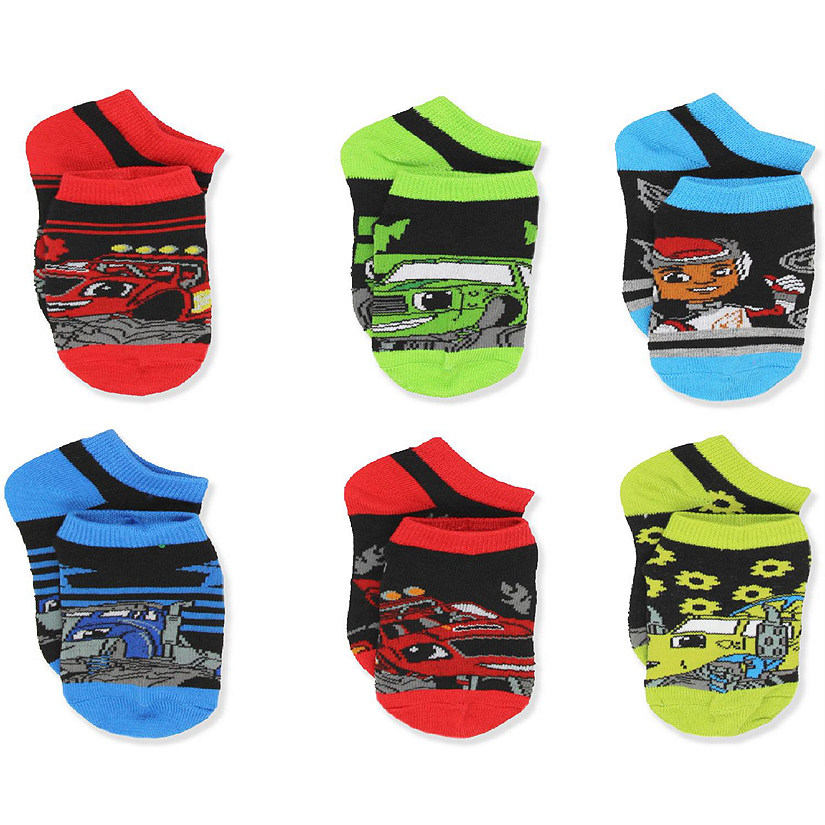 Blaze and the Monster Machines Toddler Boys 6 pack Socks (Small (4-6), Black) Image