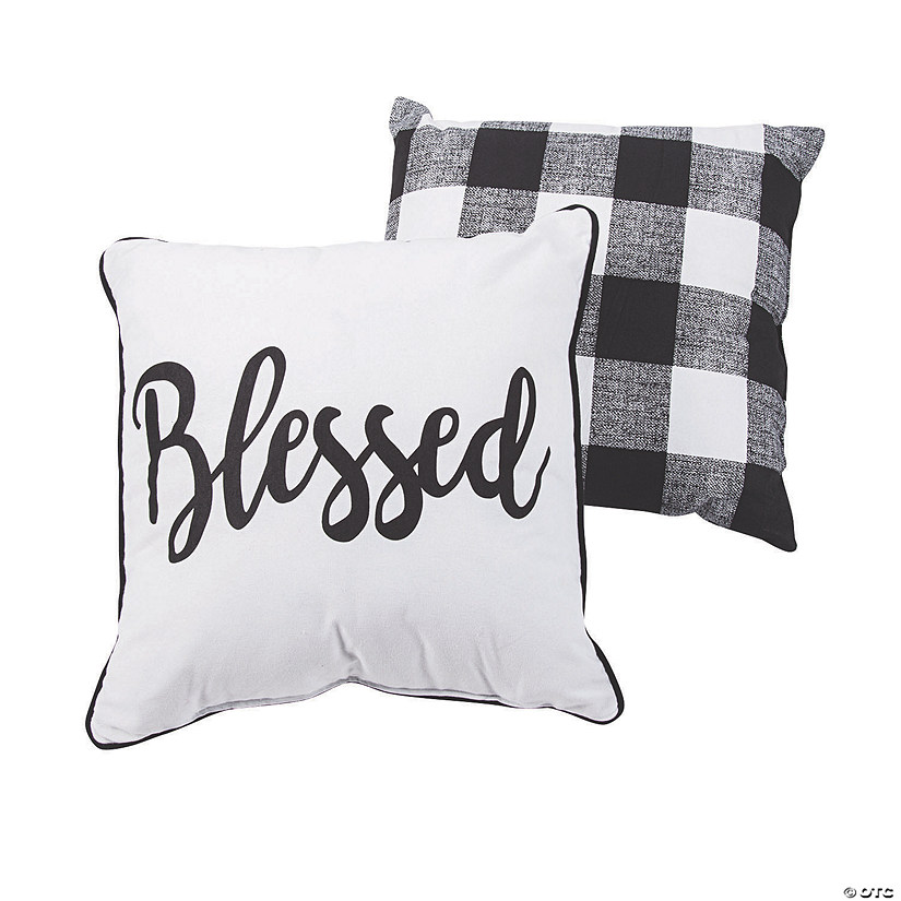 Blessed Black & White Plaid Pillow Set Image