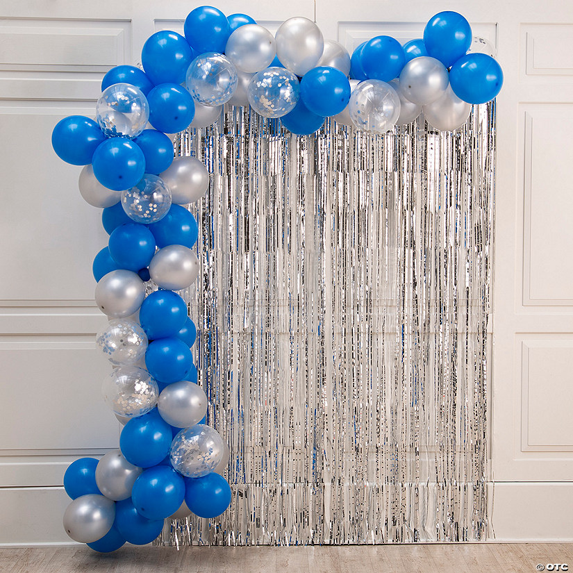 Blue & Silver Balloon Backdrop Decorating Kit - 87 Pc. Image