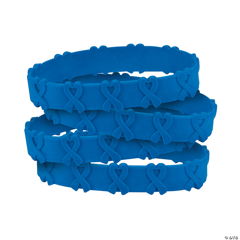 Blue Awareness Ribbon Pop-Out Rubber Bracelets - 24 Pc. Image