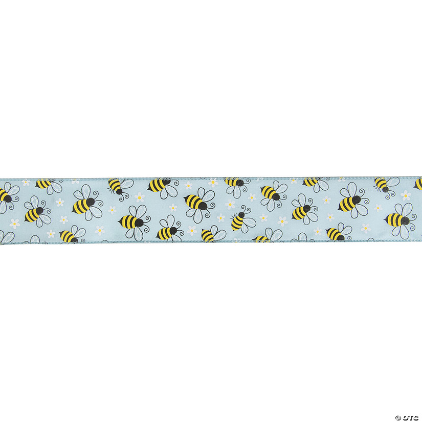 Blue Bumblebee Design Wired Spring Craft Ribbon 2.5" x 10 Yards Image