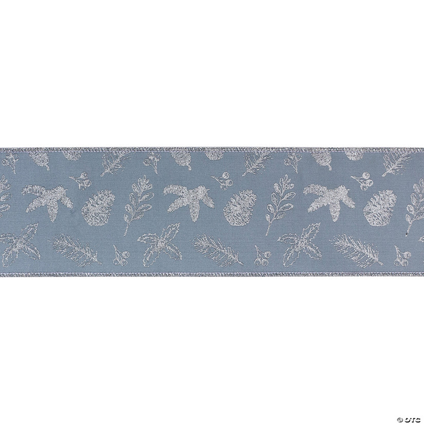 Blue Foliage 4" X 10 Yds. Ribbon Wired Polyester Image