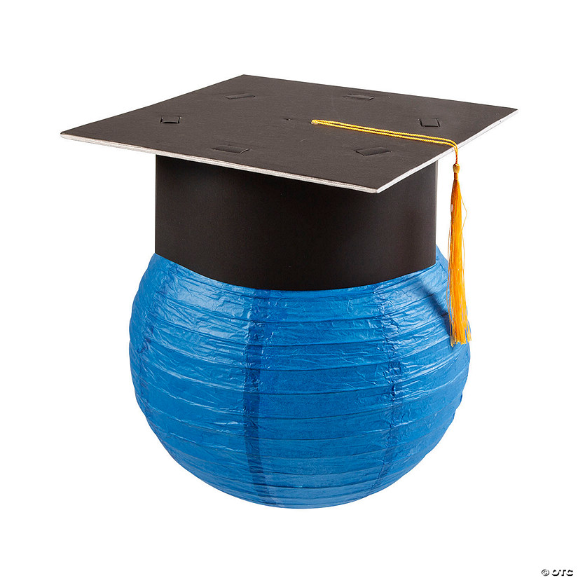 Blue Hanging Paper Lantern with Graduation Cap Decorating Kit - 12 Pc. Image
