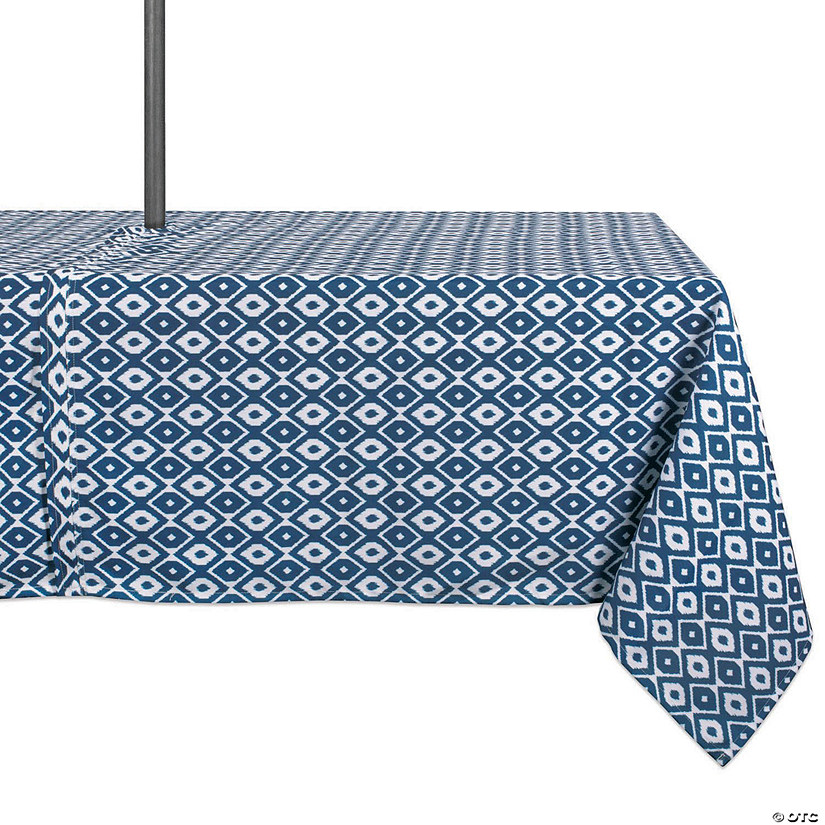 Blue Ikat Outdoor Tablecloth With Zipper 60X84 Image