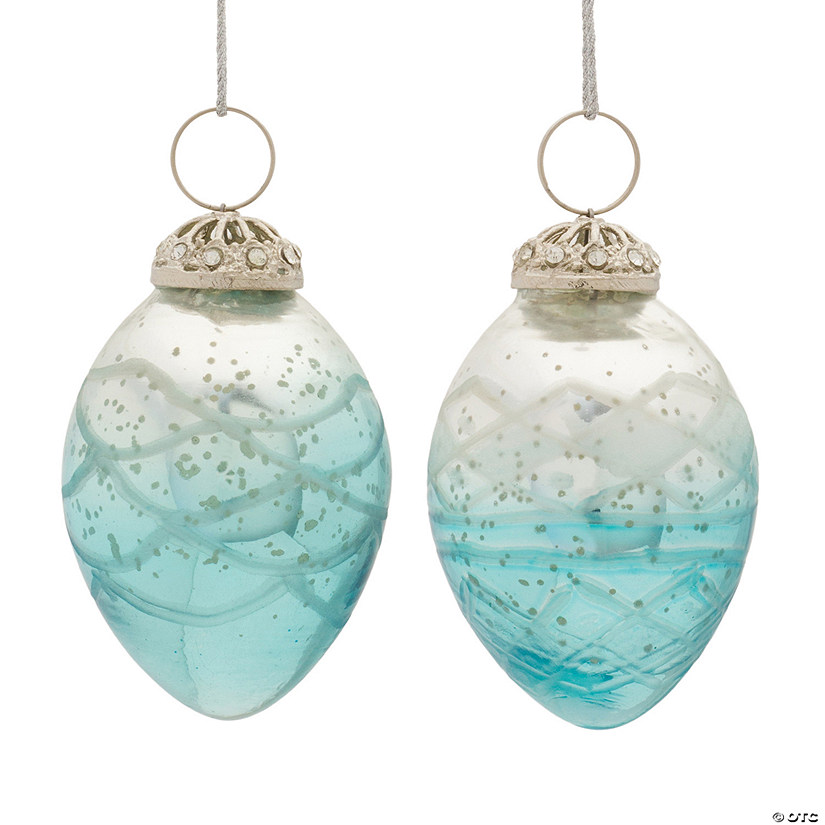Blue Ombre Glass Drop Ornament (Set of 6) Image