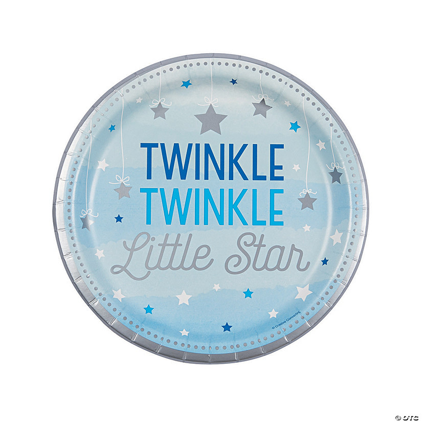 Blue One Little Star Baby Shower Paper Dinner Plates - 8 Ct. Image