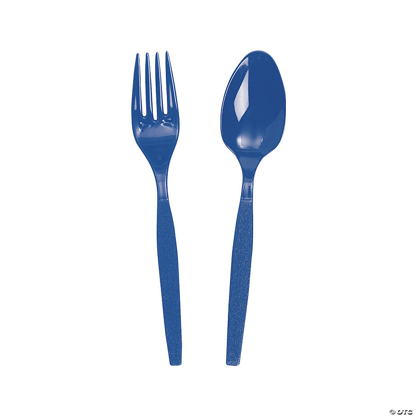 Blue Plastic Fork & Spoon Cutlery Set - 16 Ct. Image