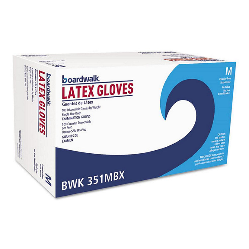 Boardwalk BWK351MCT 4.8 mil Powder-Free Latex Exam Gloves - Natural, Medium - 1000 Carton Image