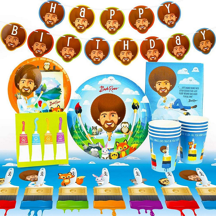 Bob Ross Friends Birthday Party Supplies Pack  66 Pieces  Serves 8 Guests Image