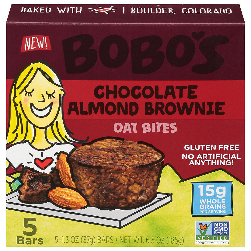 Bobo's Oat Bars - Oat Bite Chocolate Almond Brownie - Case of 6-5/1.3 OZ Image