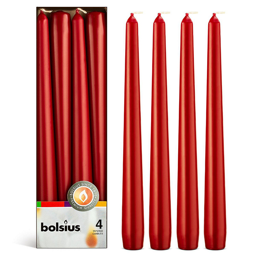 Bolsius 10" Unscented Taper Candles Decorative Colored Candle - Set Of 4 - Wine Red Image
