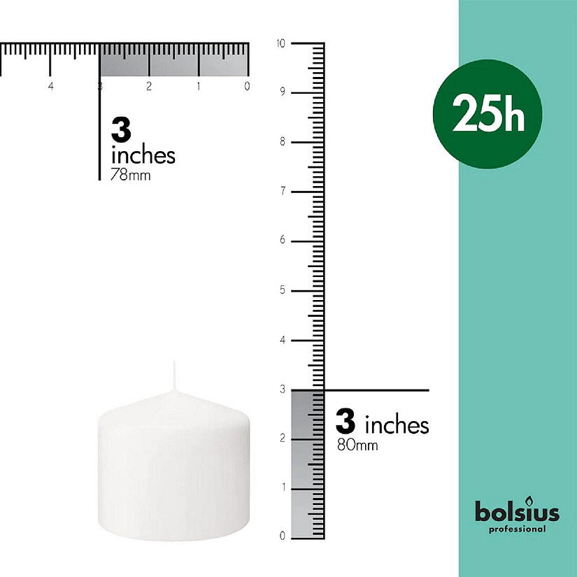 Bolsius Unscented White Pillar Candles Wedding Candle - Set of 6 - 3"x3" Image