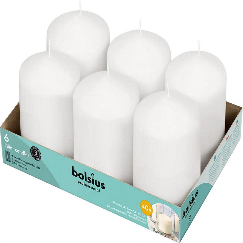 Bolsius Unscented White Pillar Candles Wedding Candle - Set of 6 - 3"x4" Image