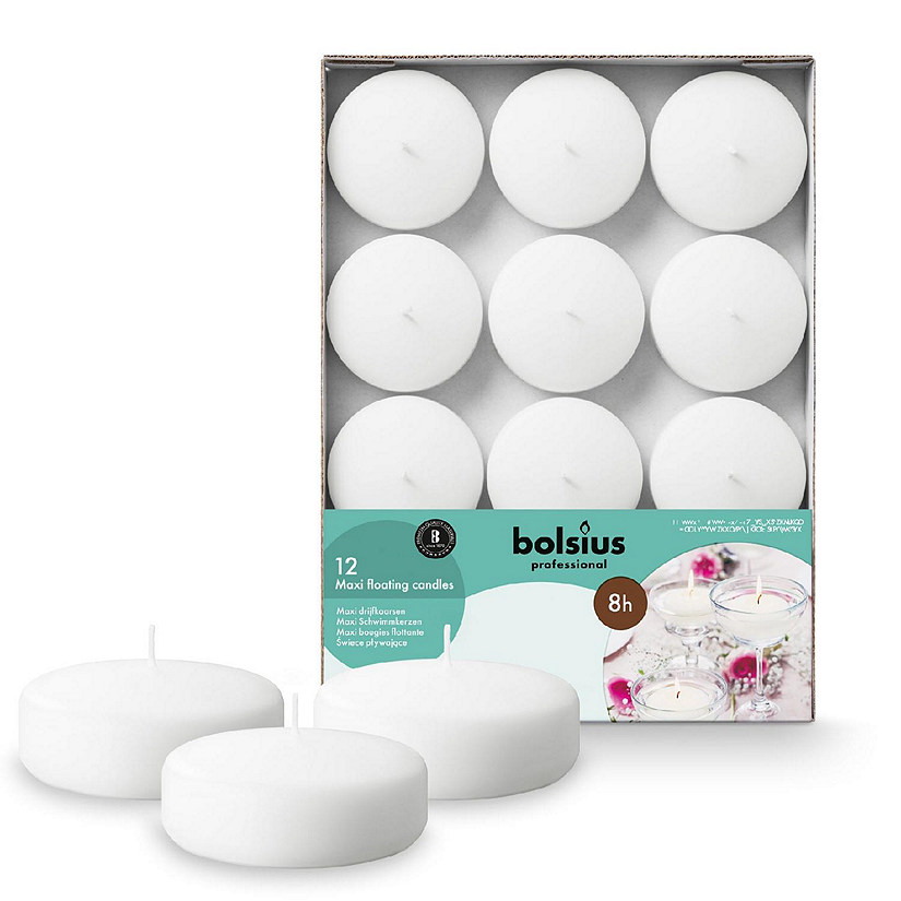 Bolsius White Unscented Floating Candle 3 Inch Wedding Centerpiece - Set Of 12 Image