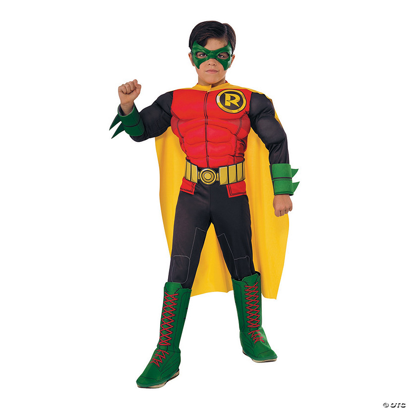 Boy's Photo Real Deluxe Muscle Chest Robin Costume Image