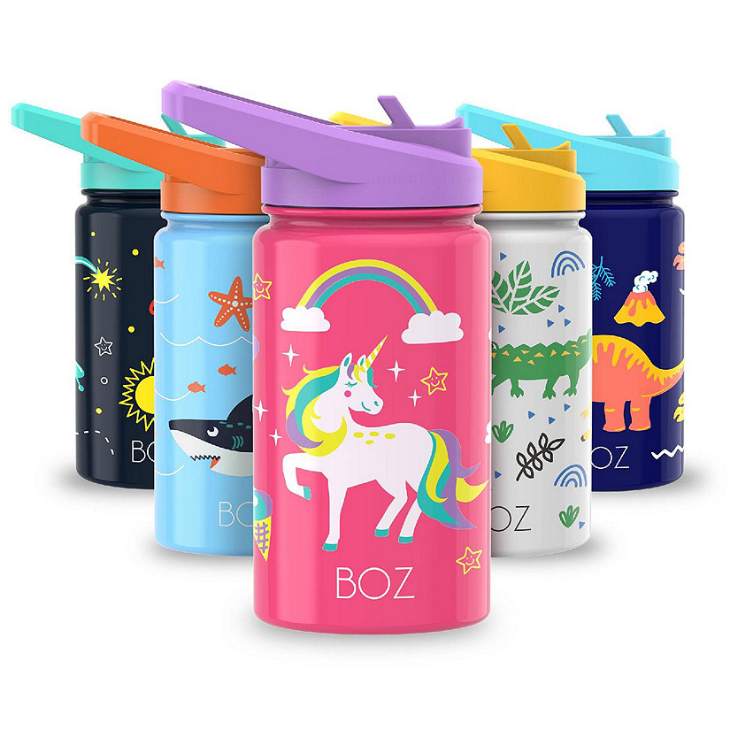 BOZ Kids Insulated Water Bottle with Straw Lid, Stainless Steel, (Unicorn) Image