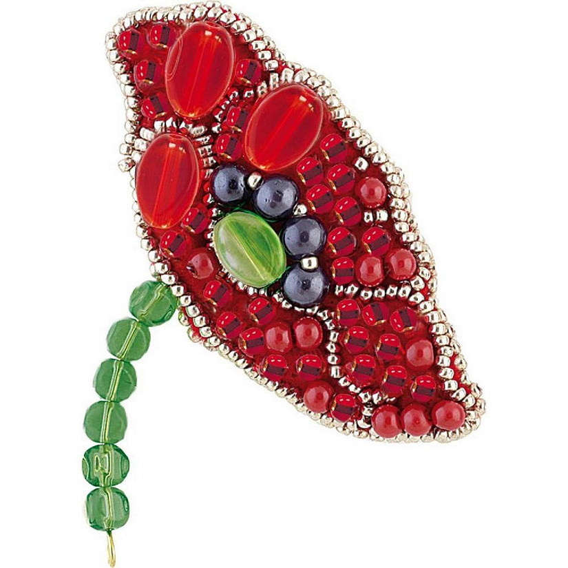 BP-175C Beadwork kit for creating brooch Crystal Art "Red petals" Image