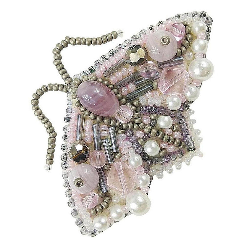 BP-218C Beadwork kit for creating brooch Crystal Art "Lilac butterfly" Image