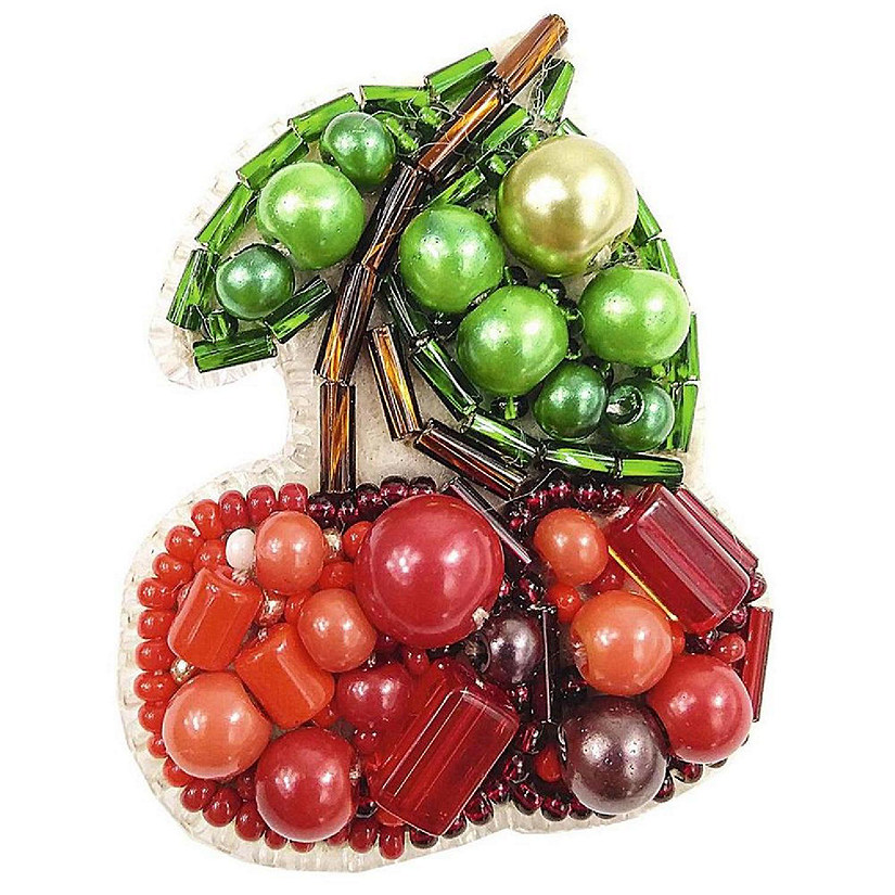 BP-243C Beadwork kit for creating brooch Crystal Art "Cherry" Image