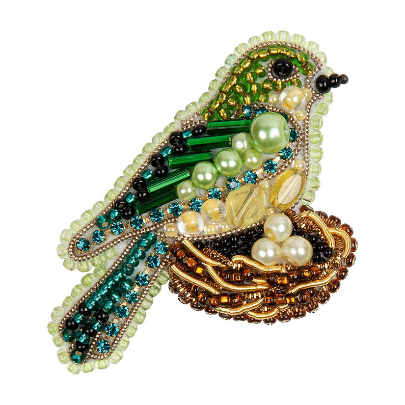 BP-314C Beadwork kit for creating brooch Crystal Art "Bird in the nest" Image