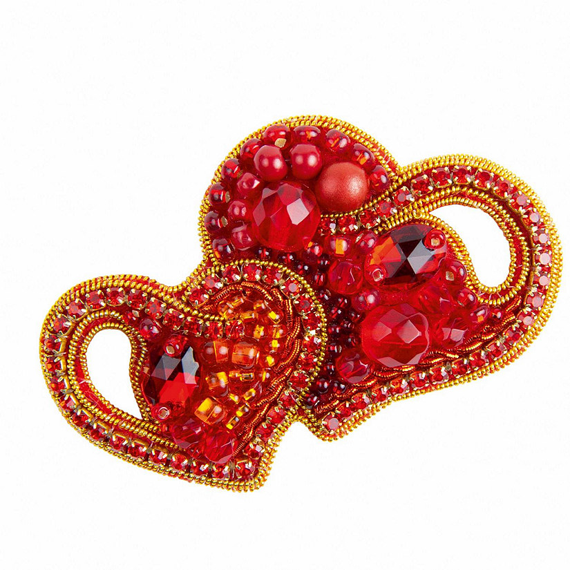 BP-342C Beadwork kit for creating brooch Crystal Art "Hearts" Image