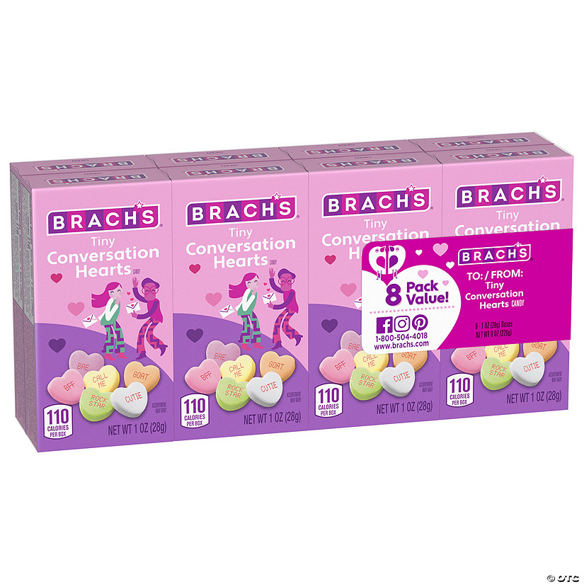 Brachs<sup>&#174;</sup> Candy Tiny Conversation Hearts Valentine Exchanges Value Pack - 8 Pc. Image