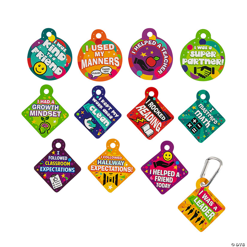 Brag Tag Backpack Clip Keychains - 12 Pc. Image