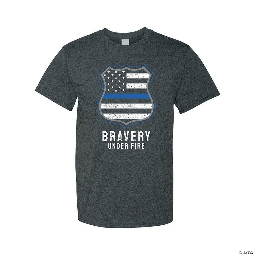Bravery Under Fire Police Adult&#8217;s T-Shirt Image