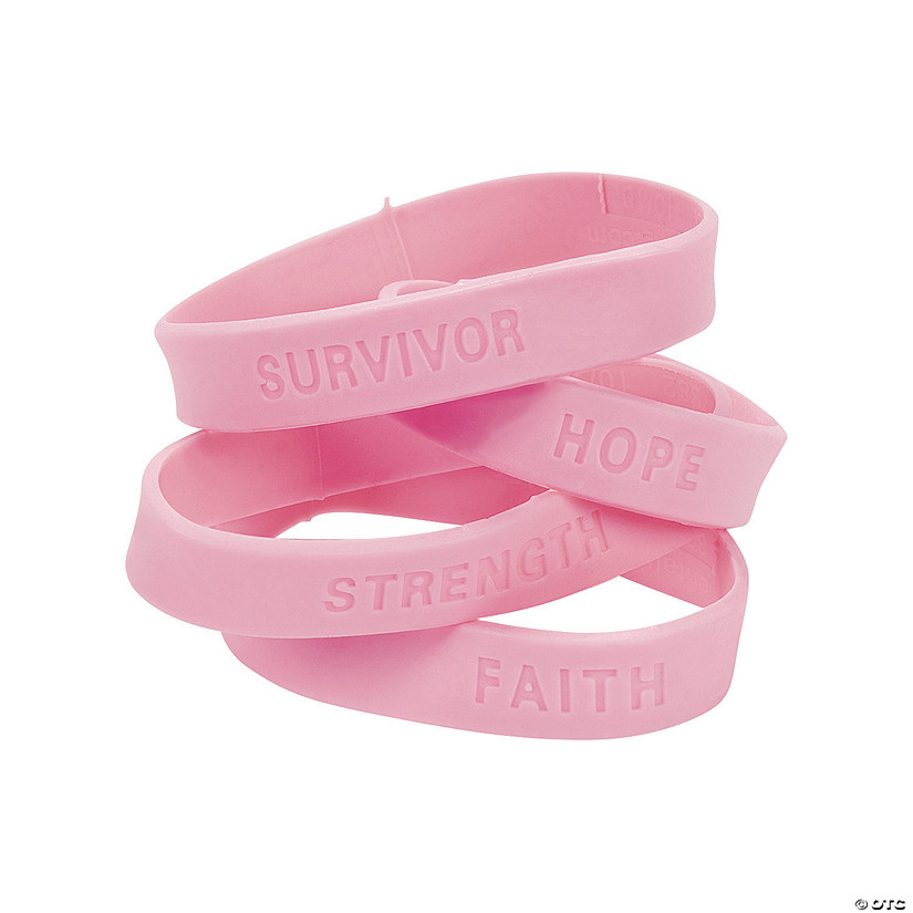 Breast Cancer Awareness Sayings Rubber Bracelets - 24 Pc. Image