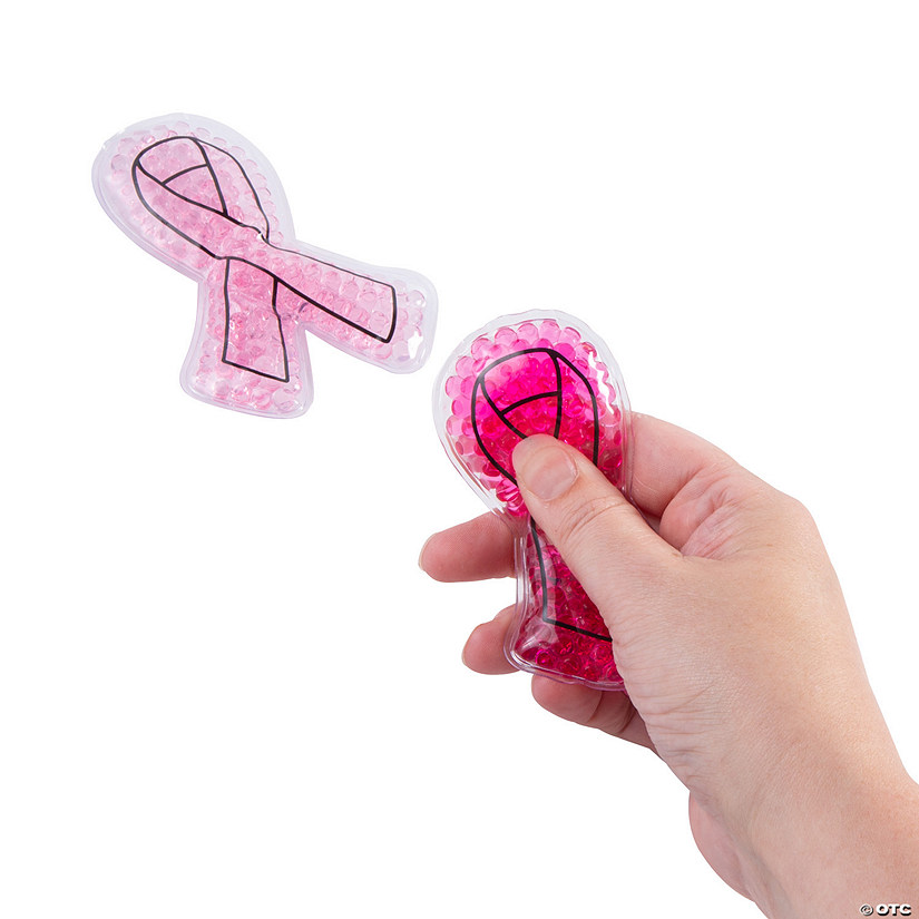 Breast Cancer Ribbon Gel Bead Squeeze Toys - 12 Pc. Image