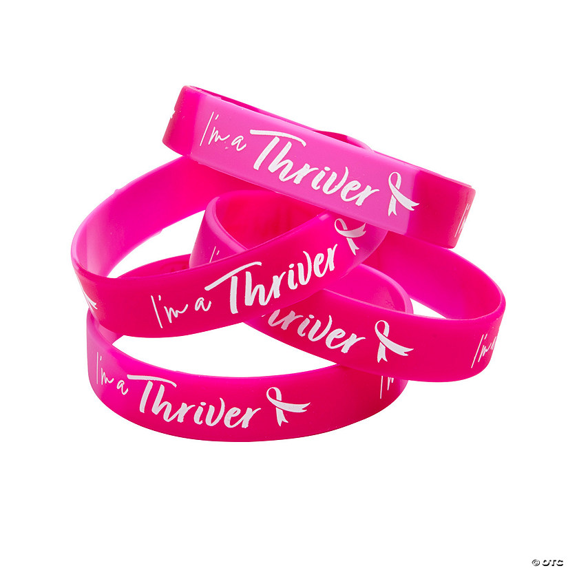 Breast Cancer Thriver Watercolor Bracelets - 24 Pc. Image