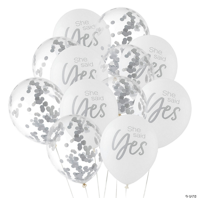 Bridal Party & Confetti-Filled 12" Latex Balloons - 12 Pc. Image
