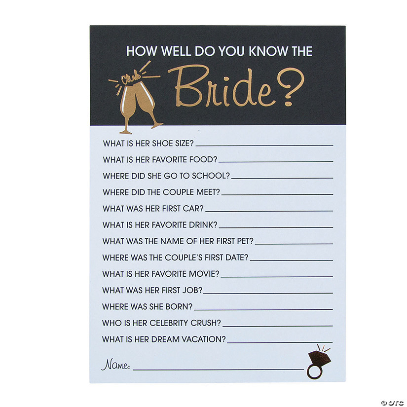 Bridal Shower Trivia Game - 12 Pc. Image