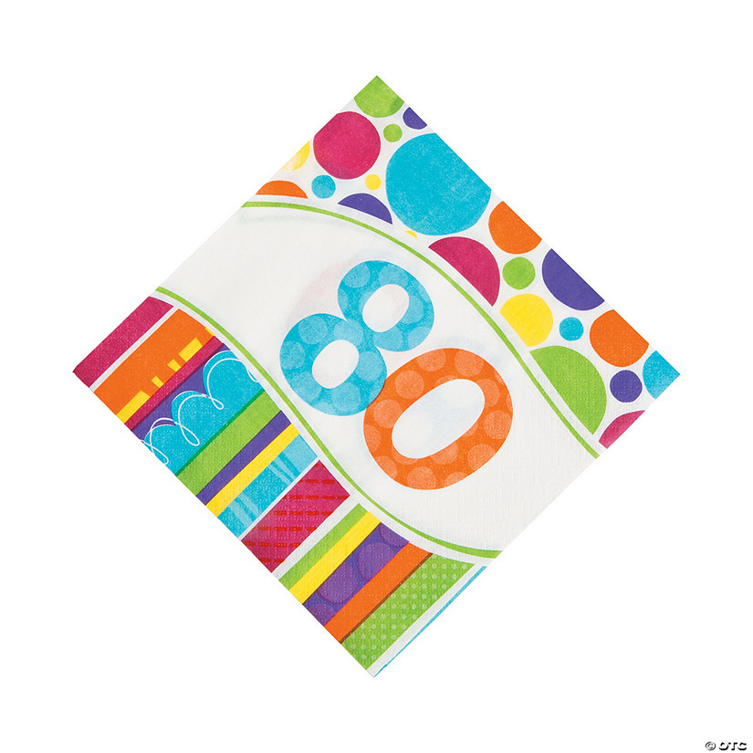 Bright &amp; Bold 80th Birthday Luncheon Napkins