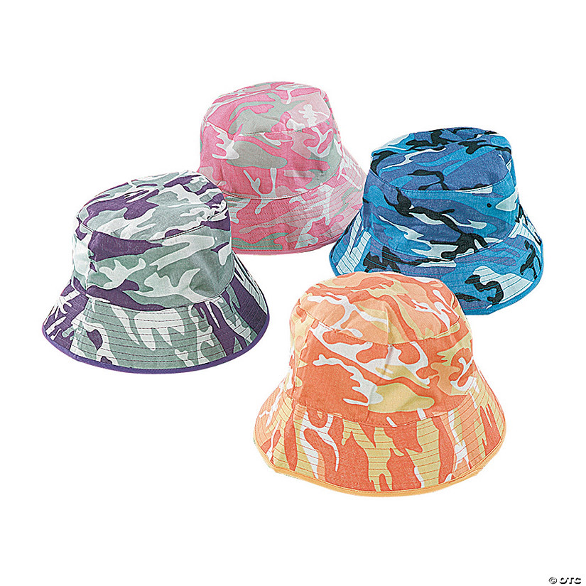 Bright Camouflage Bucket Hats - 12 Pc. Image