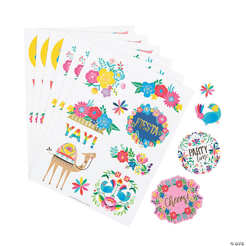 Bright Fiesta Floral Sticker Sheets - 60 Pc. Image