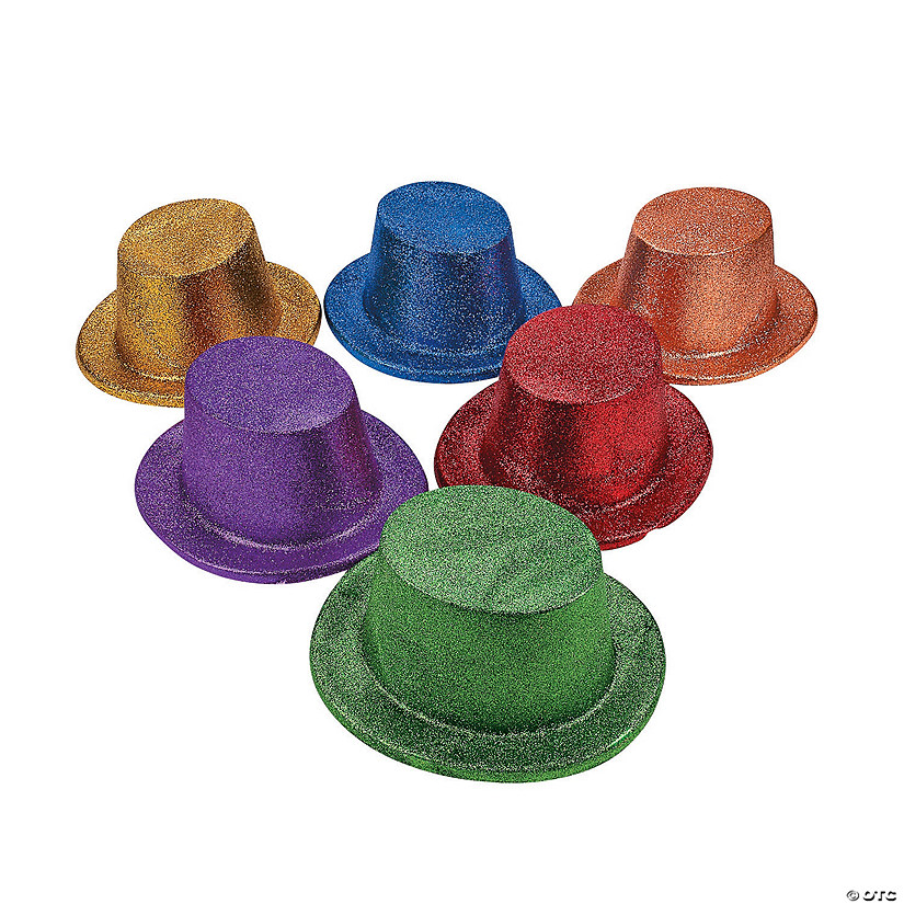 Bright Glitter Top Hats Assortment - 12 Pc. Image