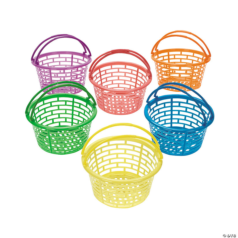 Bright Round Plastic Easter Baskets - 12 Pc. Image