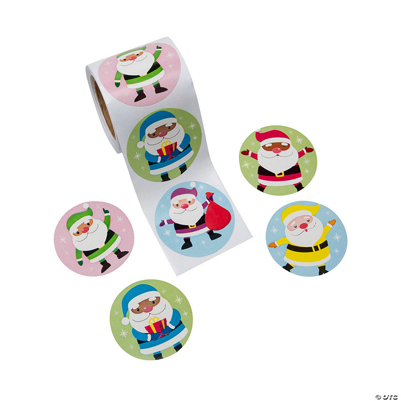 Bright Santa Sticker Roll - 100 Pc. Image