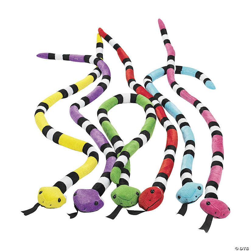 Bright Striped Stuffed Snakes - 12 Pc. Image